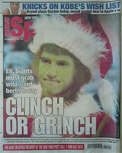 New Yorks Giants Eli Manning Grinch