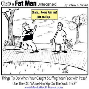 Health Toons Unleashed - things to do when your are caught stuffing your face